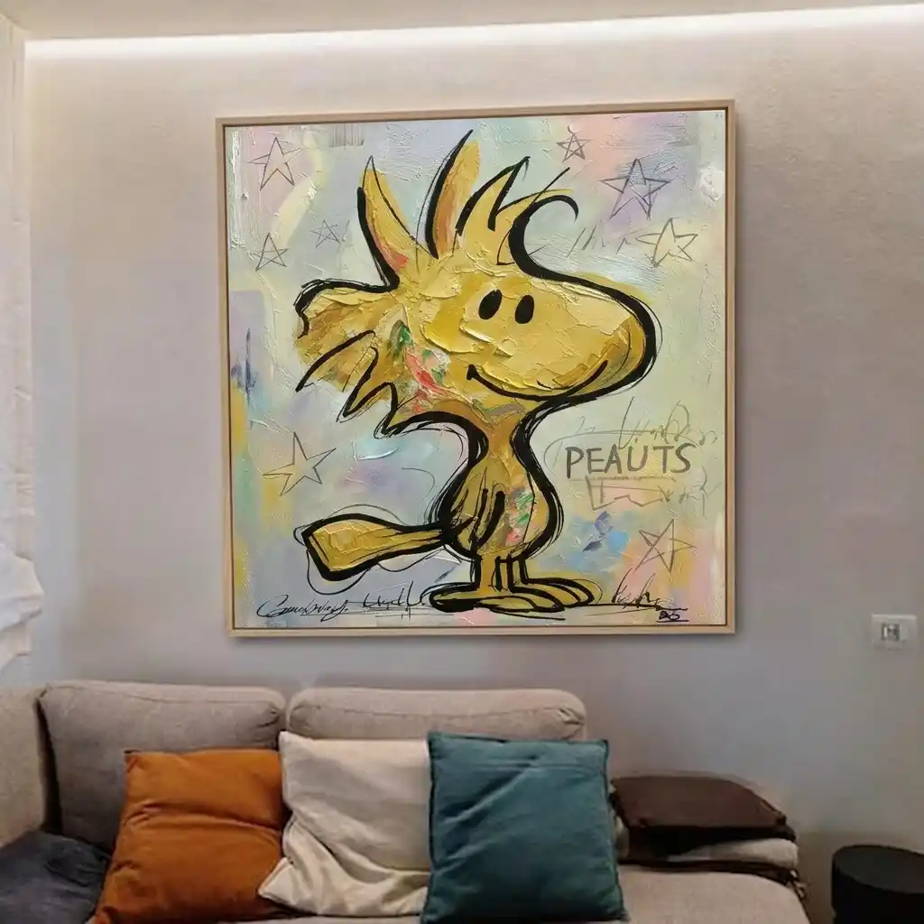 Stylish interior with a large, framed artwork